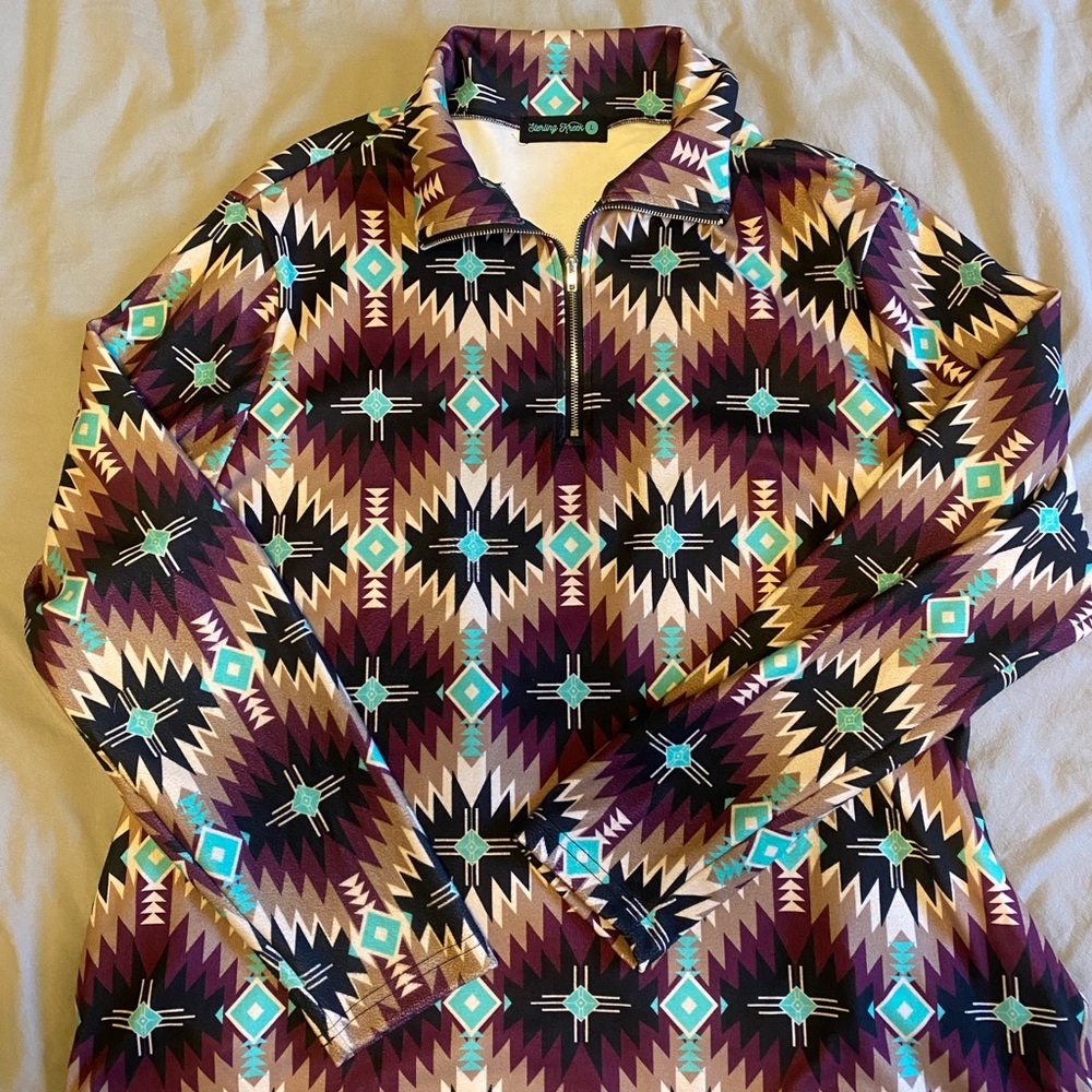 Geometric Pattern Quarter-Zip Pullover - image 1